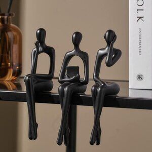New Black Abstract Resin Statue – Modern Home Decor Figurine Sculpture Ornament